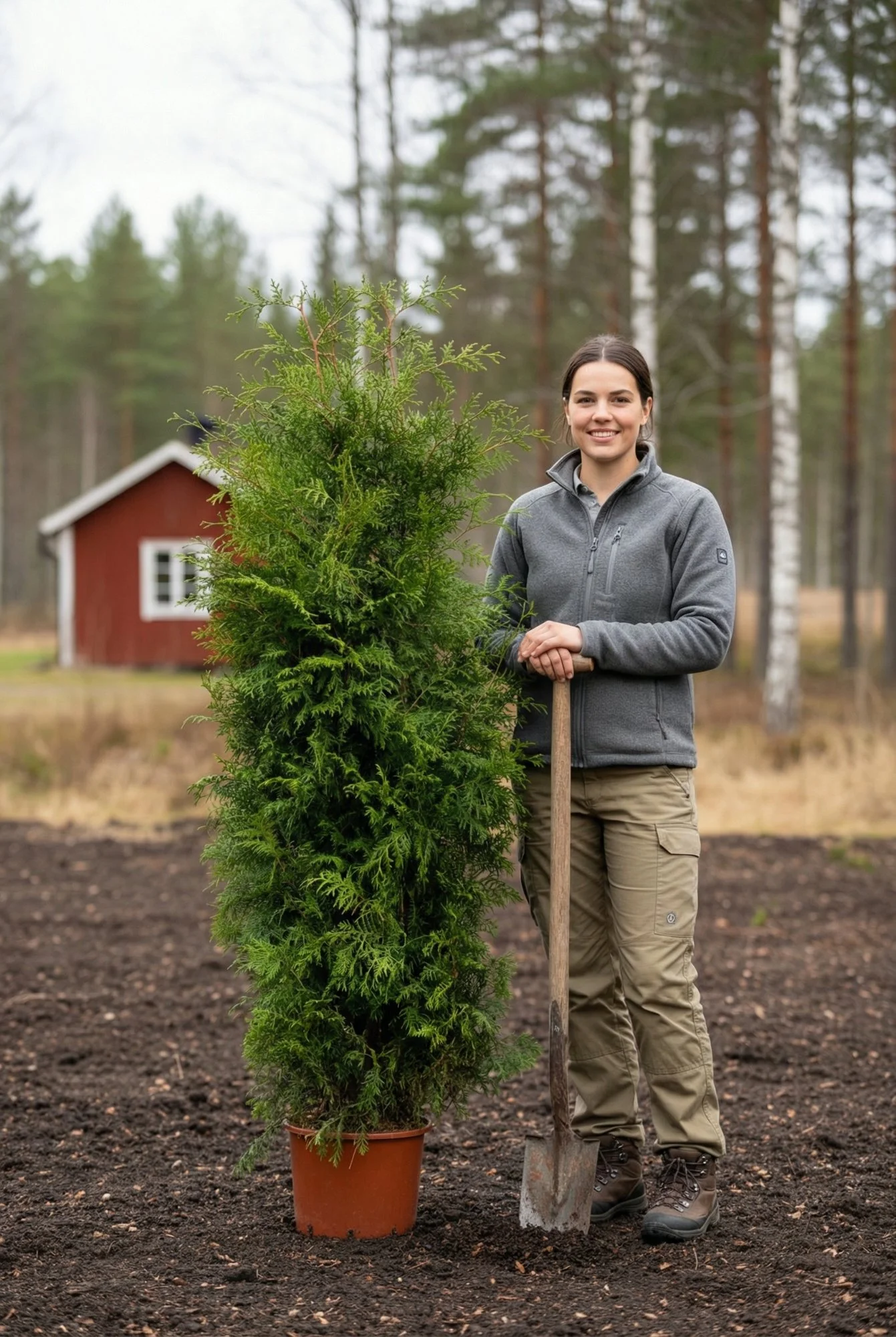 Thuja Brabant häck Genius Pack i kruka 140-180cm - Ger omedelbar insynsskydd